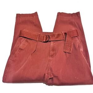 A New Day Rusty Red Brushed Cotton Pleated Ankle Pants Women's 8